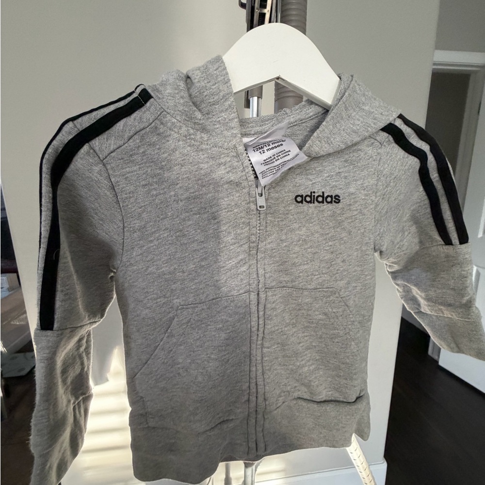 Adidas Kids Gray and Black Hoodie